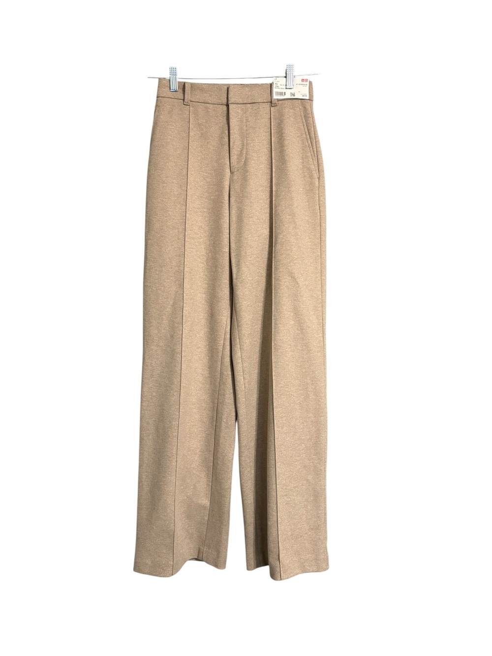 Uniqlo Brushed Jersey Wide Leg Pants Beige XS New With Tags - Picture 1 of 4
